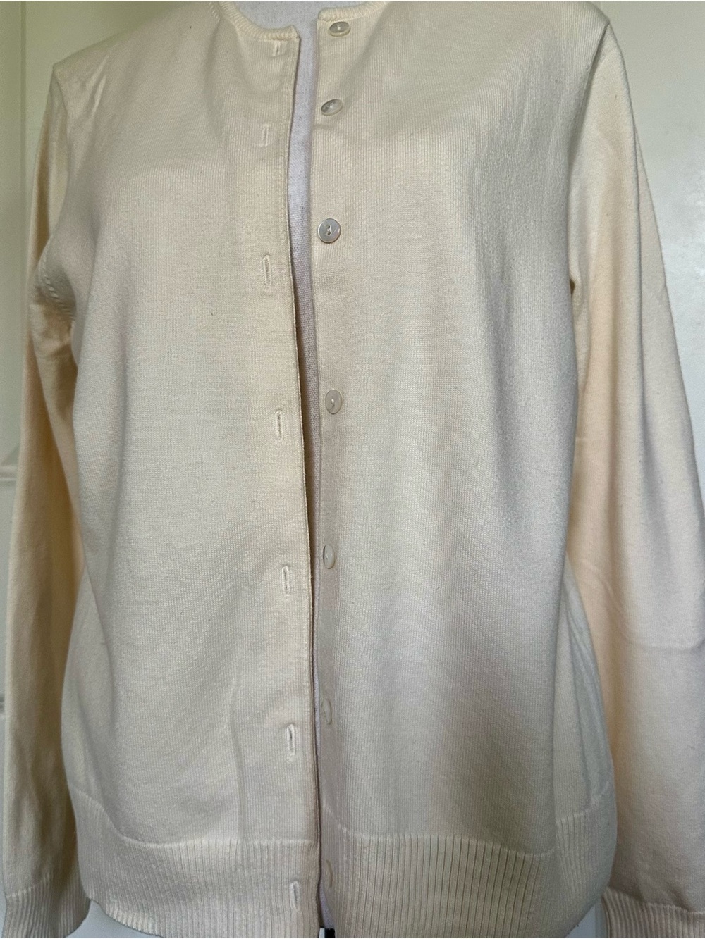 Women Cream Button-Up Knit Jacket